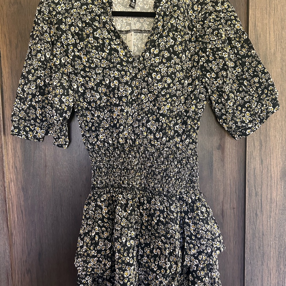 NWT Aqua Black and White Floral Mini Dress